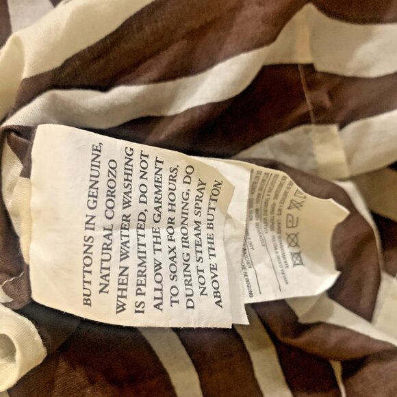 VTG Henry Cottons Top Zebra Print Blue Stones Lined placket Sz 48 L/XL Safari - Picture 12 of 12